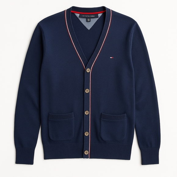 Tommy Hilfiger Navy Button-Up Cardigan Men’s L - Picture 1 of 7